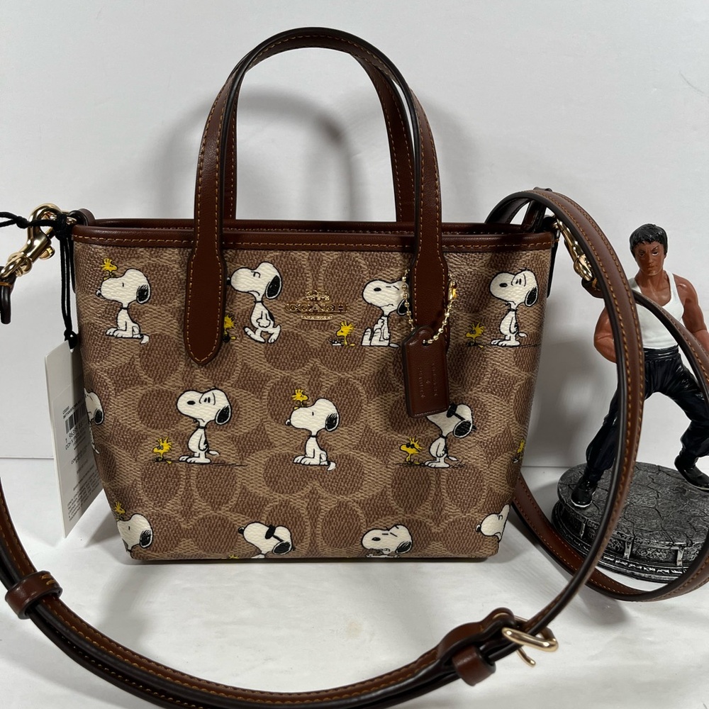 ‼️LAST One Coach X Peanuts City Mini Tote Bag In Signature With Snoopy Print NWT